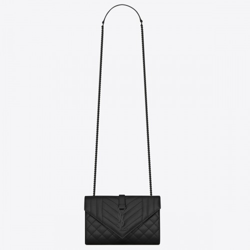 Saint Laurent Envelope Small Black Bag with Black Hardware Saint Laurent Envelope Small Black Bag with Black Hardware