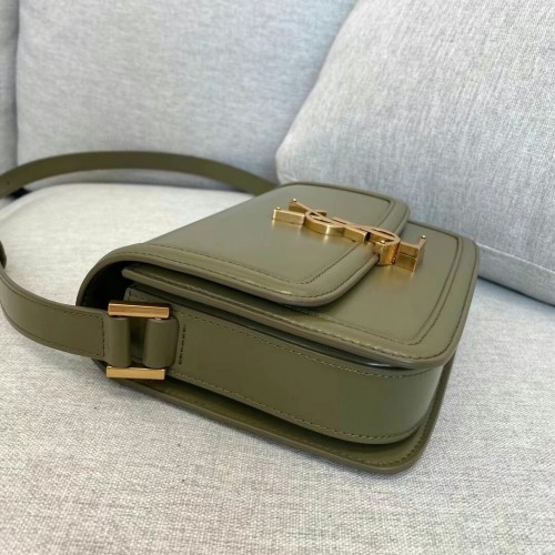 Saint Laurent Small Solferino Bag In Khaki Green Calfskin Saint Laurent Small Solferino Bag In Khaki Green Calfskin
