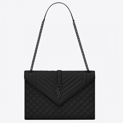 Saint Laurent Envelope Large Black Bag with Black Hardware Saint Laurent Envelope Large Black Bag with Black Hardware