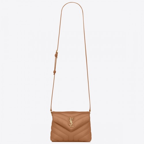 Saint Laurent LouLou Toy Strap Bag In Brown Quilted Calfskin Saint Laurent LouLou Toy Strap Bag In Brown Quilted Calfskin
