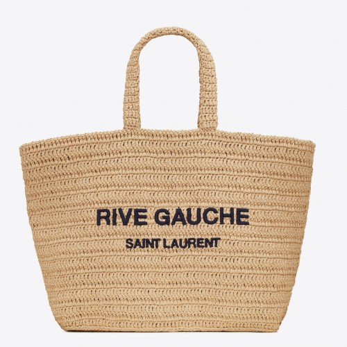 Saint Laurent Rive Gauche Tote Bag in Beige Raffia Crochet Saint Laurent Rive Gauche Tote Bag in Beige Raffia Crochet