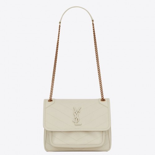 Saint Laurent Niki Baby Chain Bag In White Lambskin Saint Laurent Niki Baby Chain Bag In White Lambskin