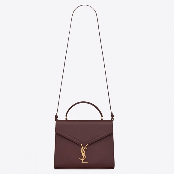 Saint Laurent Cassandra Medium Bag In Bordeaux Grained Leather Saint Laurent Cassandra Medium Bag In Bordeaux Grained Leather