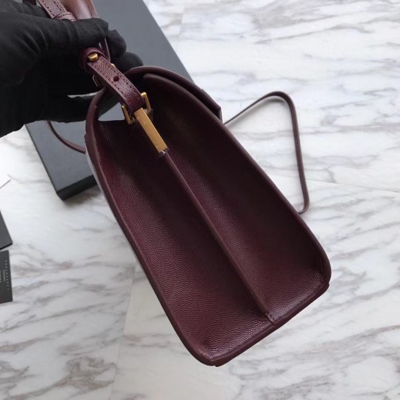 Saint Laurent Cassandra Medium Bag In Bordeaux Grained Leather Saint Laurent Cassandra Medium Bag In Bordeaux Grained Leather