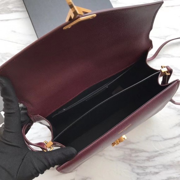 Saint Laurent Cassandra Medium Bag In Bordeaux Grained Leather Saint Laurent Cassandra Medium Bag In Bordeaux Grained Leather