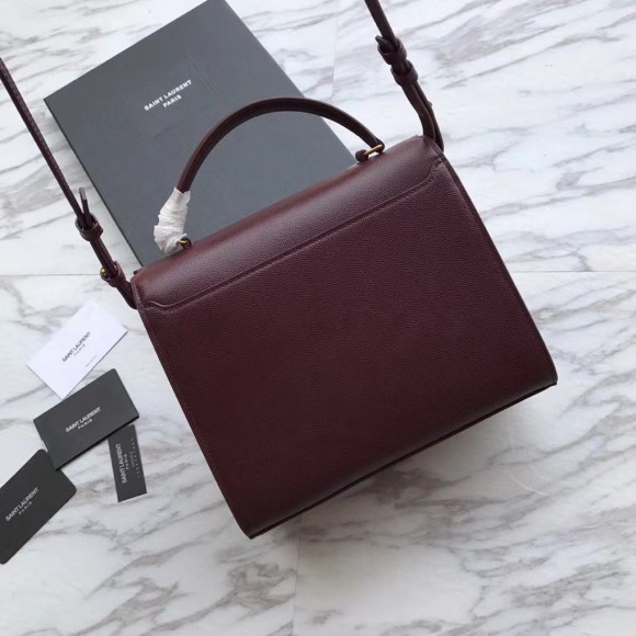 Saint Laurent Cassandra Medium Bag In Bordeaux Grained Leather Saint Laurent Cassandra Medium Bag In Bordeaux Grained Leather