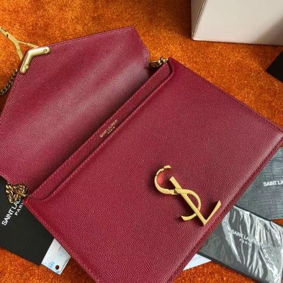 Saint Laurent Cassandra Medium Chain Bag In Red Grained Leather Saint Laurent Cassandra Medium Chain Bag In Red Grained Leather