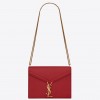 Saint Laurent Cassandra Medium Chain Bag In Red Grained Leather