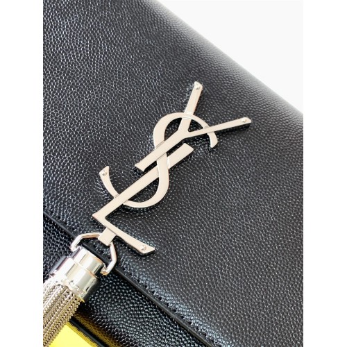 Saint Laurent Kate Small Tassel Bag In Noir Grain De Poudre Leather Saint Laurent Kate Small Tassel Bag In Noir Grain De Poudre Leather