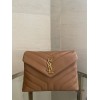 Saint Laurent LouLou Small Chain Bag In Brown Quilted Calfskin