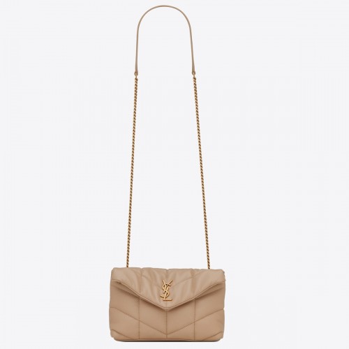 Saint Laurent Puffer Toy Bag In Beige Quilted Lambskin Saint Laurent Puffer Toy Bag In Beige Quilted Lambskin