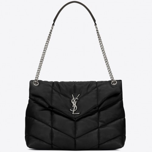 Saint Laurent Puffer Medium Chain Bag In Noir Lambskin Saint Laurent Puffer Medium Chain Bag In Noir Lambskin