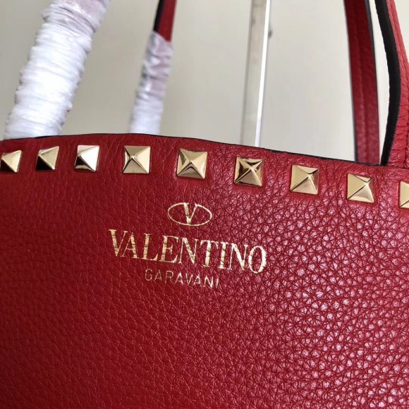 Valentino Rockstud Large Shopping Bag In Red Leather Valentino Rockstud Large Shopping Bag In Red Leather