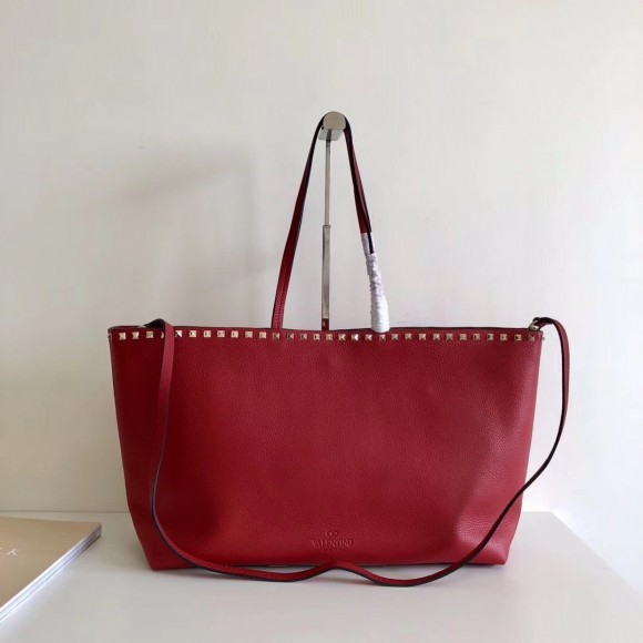Valentino Rockstud Large Shopping Bag In Red Leather Valentino Rockstud Large Shopping Bag In Red Leather