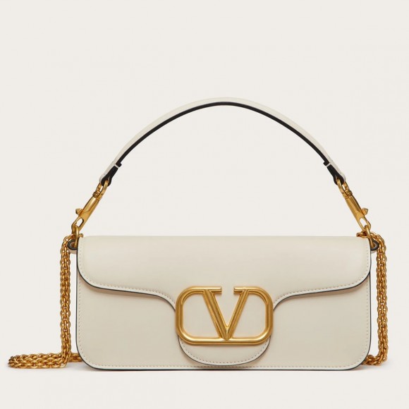 Valentino Loco Large Shoulder Bag In White Calfskin Valentino Loco Large Shoulder Bag In White Calfskin