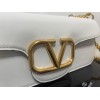 Valentino Loco Large Shoulder Bag In White Calfskin
