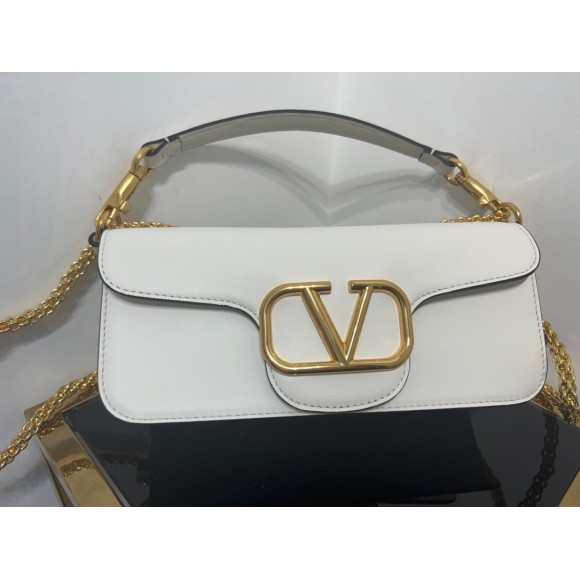Valentino Loco Large Shoulder Bag In White Calfskin Valentino Loco Large Shoulder Bag In White Calfskin