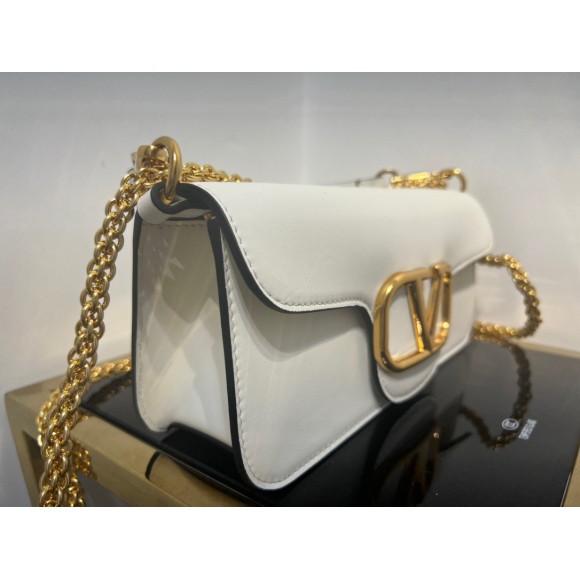 Valentino Loco Large Shoulder Bag In White Calfskin Valentino Loco Large Shoulder Bag In White Calfskin