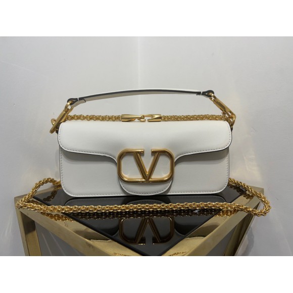Valentino Loco Large Shoulder Bag In White Calfskin Valentino Loco Large Shoulder Bag In White Calfskin