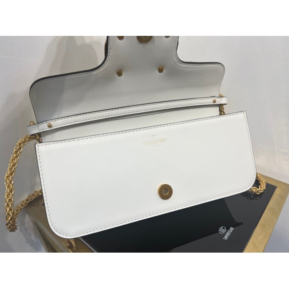 Valentino Loco Large Shoulder Bag In White Calfskin Valentino Loco Large Shoulder Bag In White Calfskin