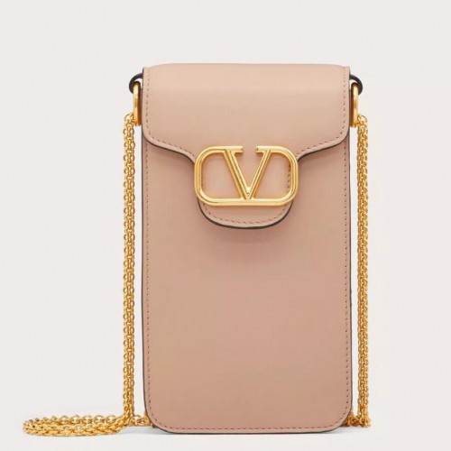 Valentino Loco Phone Case in Beige Leather with Chain Valentino Loco Phone Case in Beige Leather with Chain