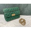 Valentino Rockstud Spike Small Bag In Green Nappa Lambskin