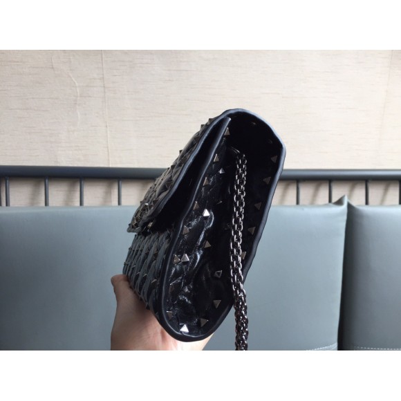 Valentino Rockstud Spike Crossbody Clutch Bag In Crinkled Lambskin Valentino Rockstud Spike Crossbody Clutch Bag In Crinkled Lambskin