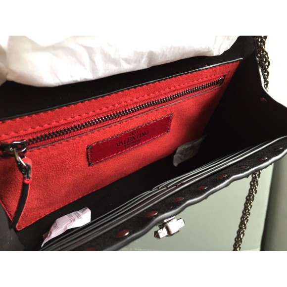 Valentino Rockstud Spike Crossbody Clutch Bag In Crinkled Lambskin Valentino Rockstud Spike Crossbody Clutch Bag In Crinkled Lambskin