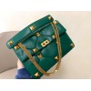 Valentino Roman Stud Large Chain Bag In Green Nappa Leather