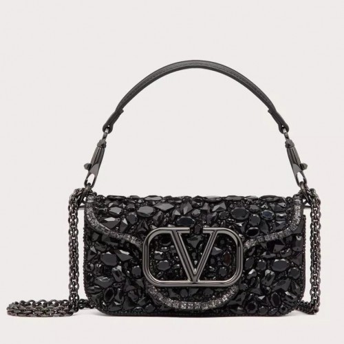 Valentino Small Loco Shoulder Bag with Black Crystals Valentino Small Loco Shoulder Bag with Black Crystals