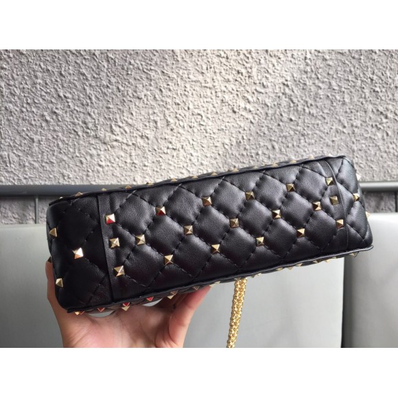 Valentino Rockstud Spike Medium Bag In Black Nappa Lambskin Valentino Rockstud Spike Medium Bag In Black Nappa Lambskin