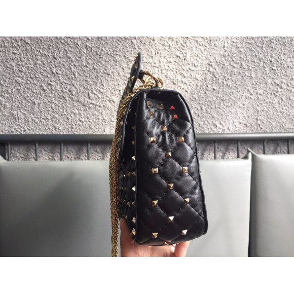 Valentino Rockstud Spike Medium Bag In Black Nappa Lambskin Valentino Rockstud Spike Medium Bag In Black Nappa Lambskin