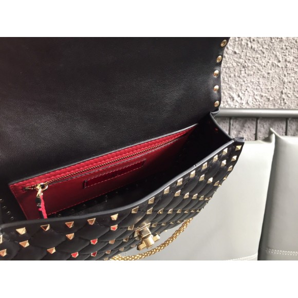 Valentino Rockstud Spike Medium Bag In Black Nappa Lambskin Valentino Rockstud Spike Medium Bag In Black Nappa Lambskin