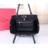 Valentino Rockstud Small Tote In Black Grained Calfskin