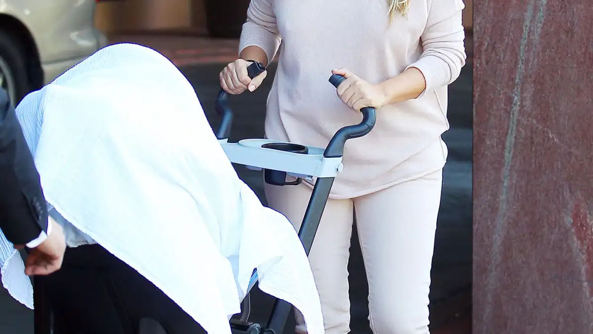 Kim Kardashian with baby Nori on October 10, 2013 in Beverly Hills