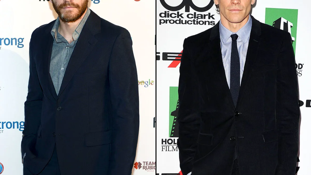 From left: Jake Gyllenhaal in May 2013 and in October 2013.