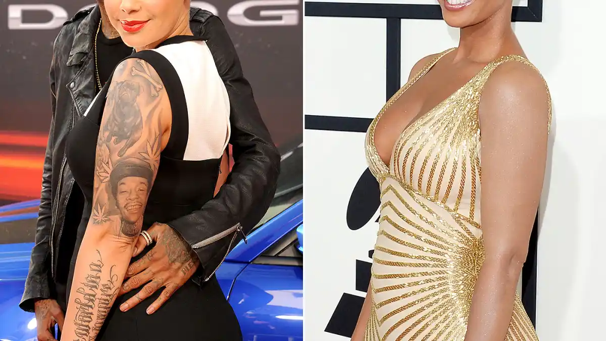 Amber Rose with and without tattoos