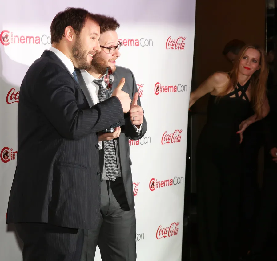 Evan Goldberg, Seth Rogen and Leslie Mann