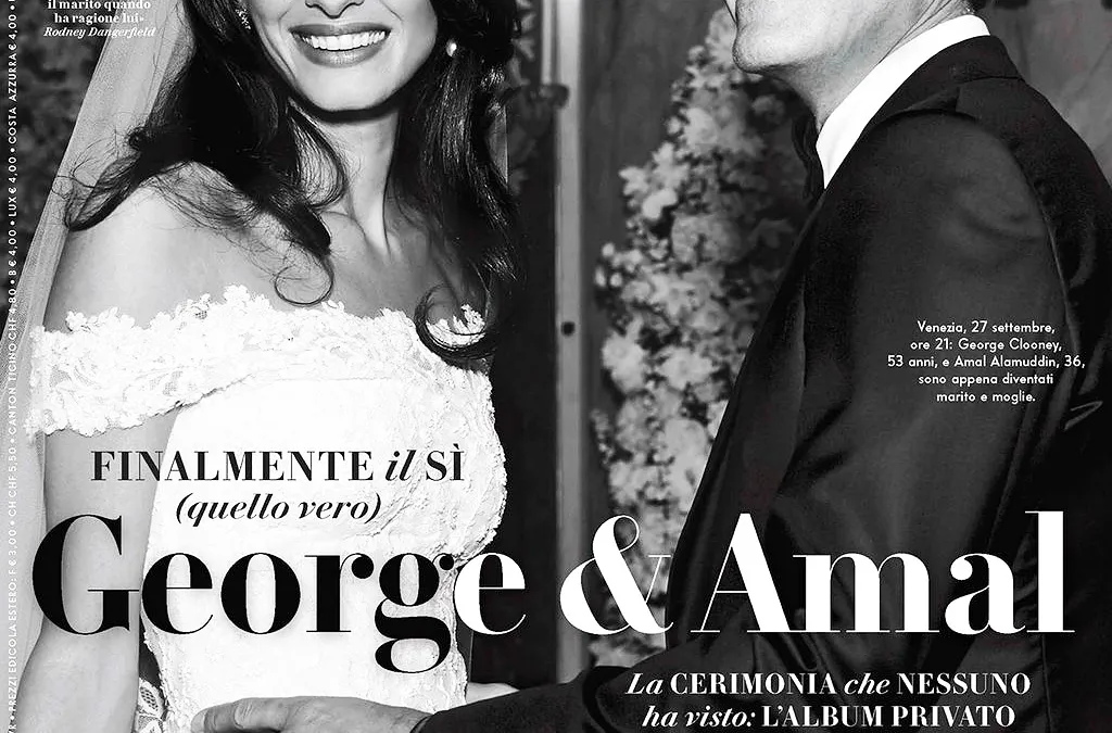 Amal Alamuddin and George Clooney on the cover of Vanity Fair Italy