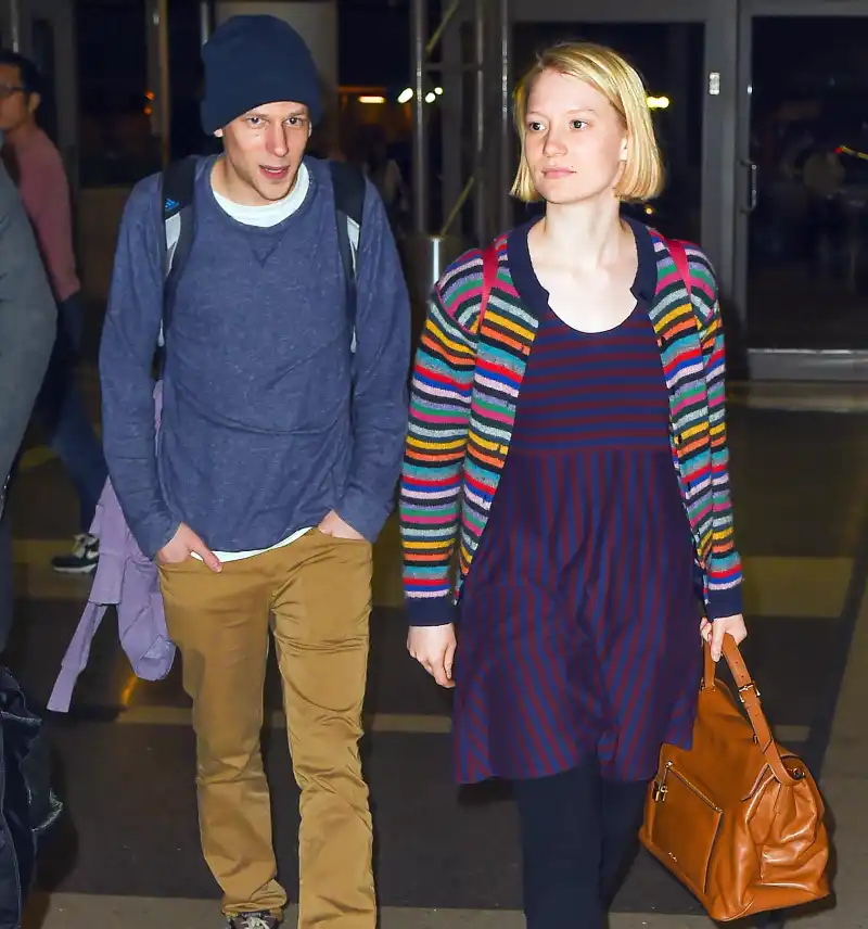 Jesse Eisenberg and Mia Wasikowska at LAX on November 9, 2014