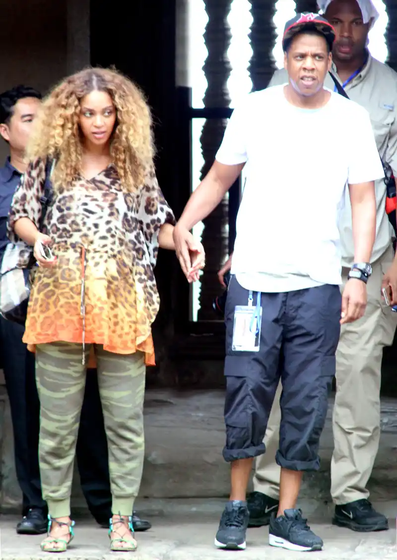 Jay-Z and Beyonce Knowles in Angkor Wat, Cambodia on January 3, 2015.