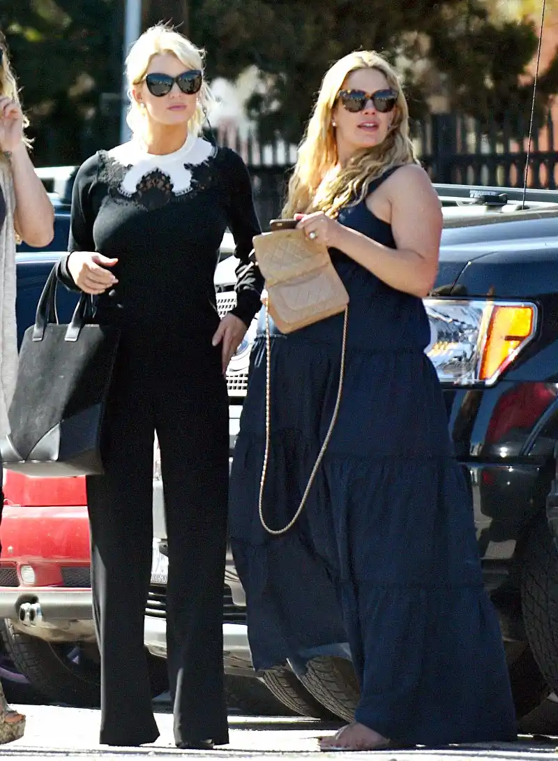 Jessica Simpson and pregnant Cacee Cobb in L.A. on April 8, 2015.
