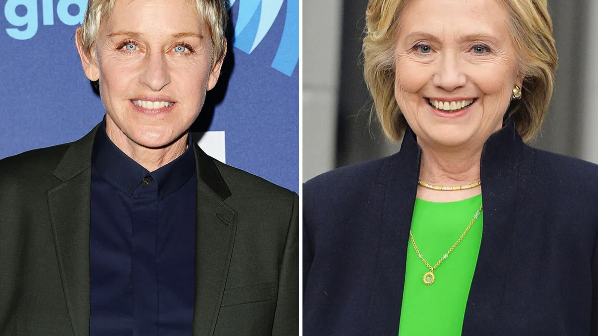 Ellen DeGeneres and Hillary Clinton