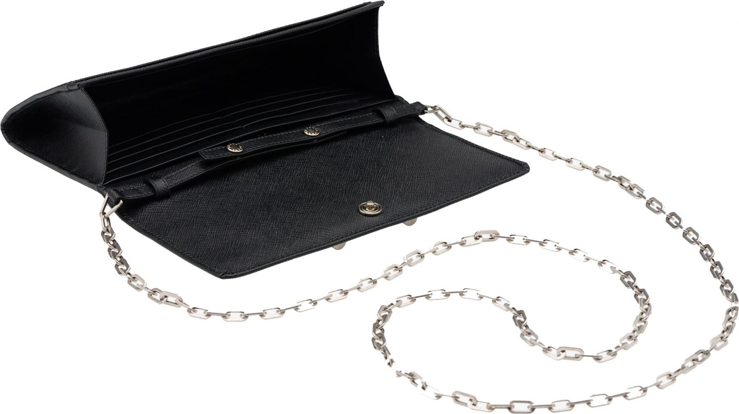 Prada Saffiano Lock Leather Wallet on Chain