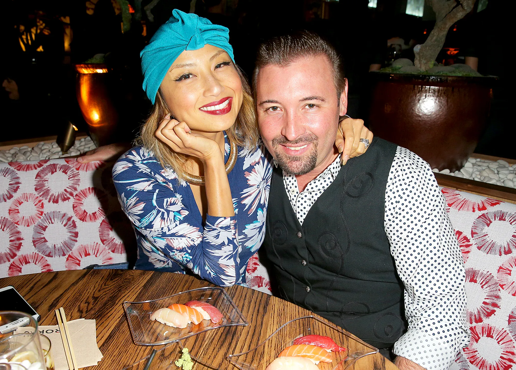 Jeannie Mai and Freddy Harteis attend the Roku grand opening on November 14, 2015 in West Hollywood, California.