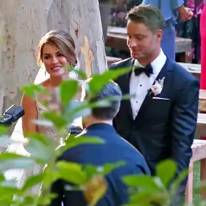 Justin Hartley ties the knot with Chrishell Stause on October 28, 2017.