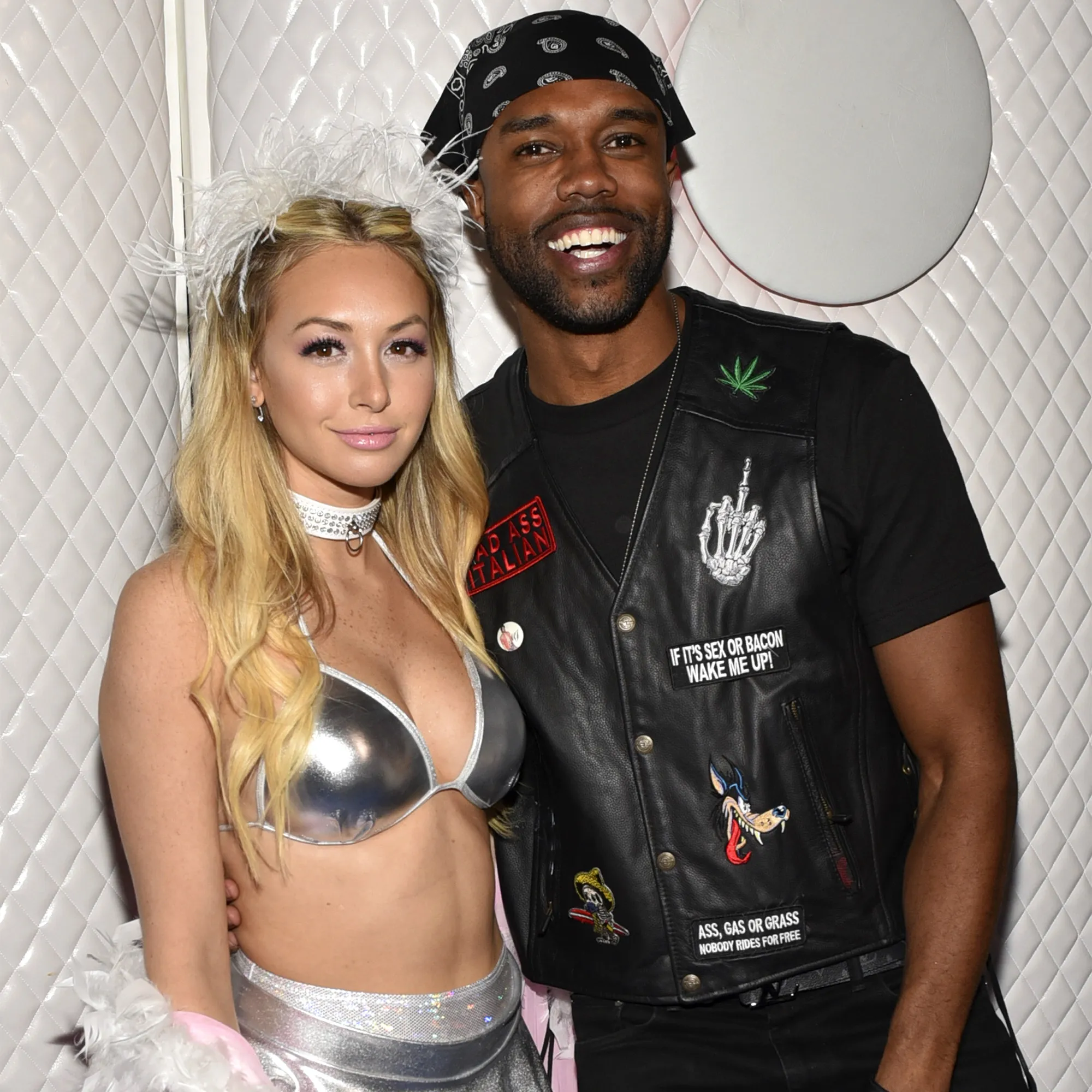 DeMario Jackson and Corinne Olympios arrive at the 2017 MAXIM Halloween Party