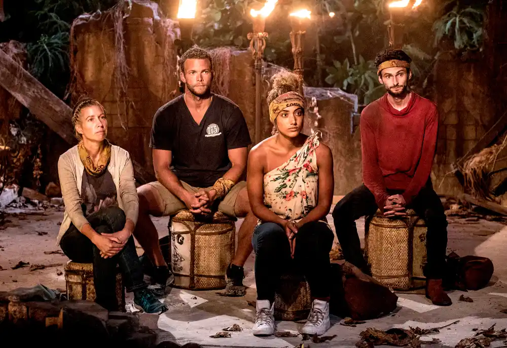 Chrissy Hofbeck, John Hilsabeck, Ali Elliott and Ryan Ulrich at Tribal Council on Survivor themed &lsquo;Heroes vs. Healers vs. Hustlers&rsquo;