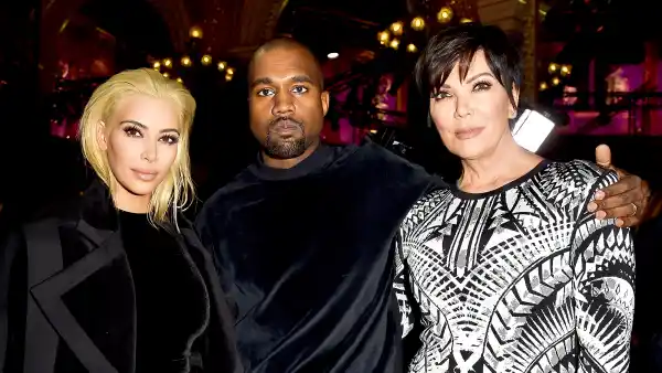 Kim Kardashian, Kanye West and Kris Jenner attend the Balmain show during Paris Fashion Week Womenswear Fall/Winter 2015/2016 in Paris, France.