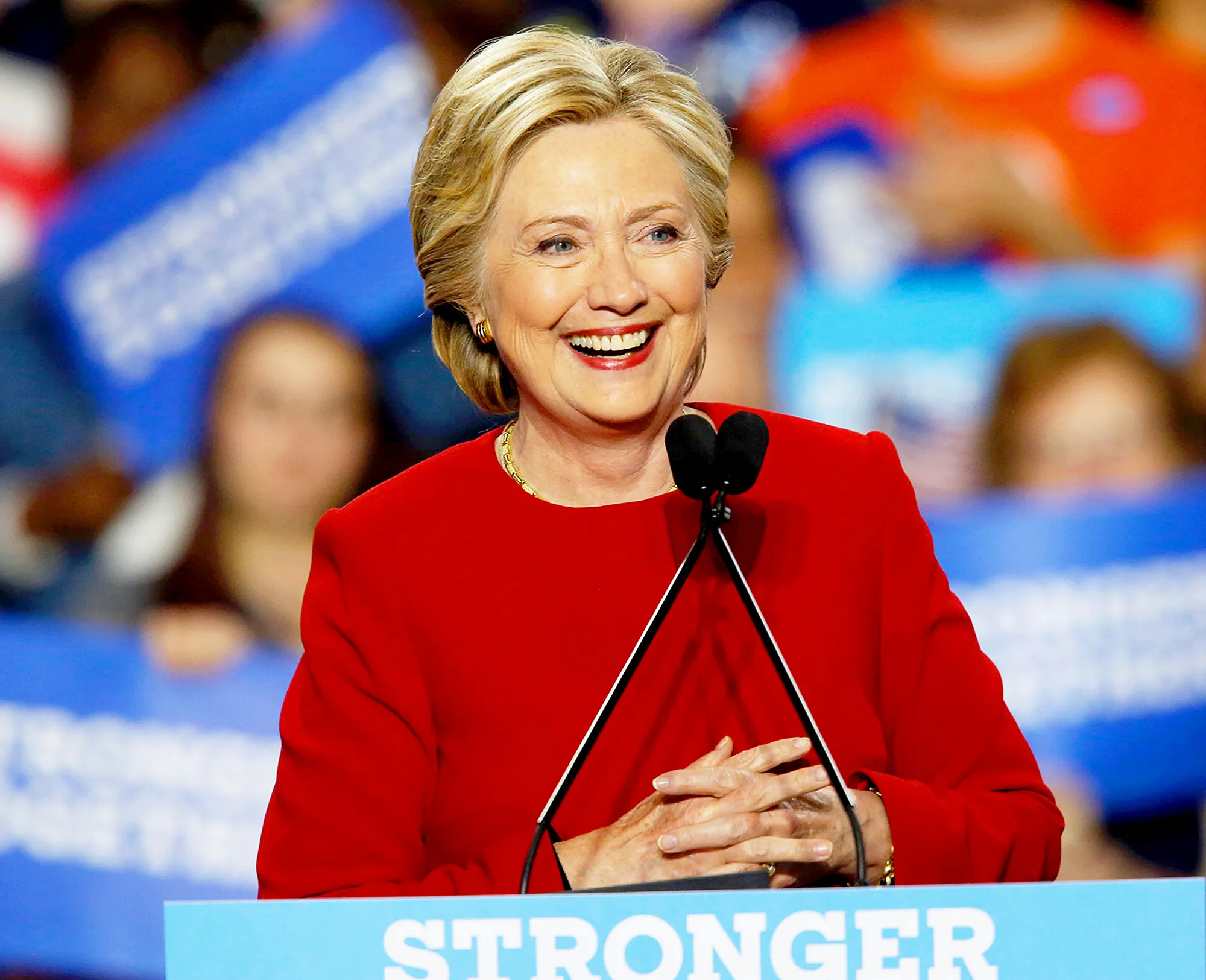 Hillary Clinton speaks during a rally at the Grand Valley State University Fieldhouse November 7, 2016 in Allendale, Michigan.